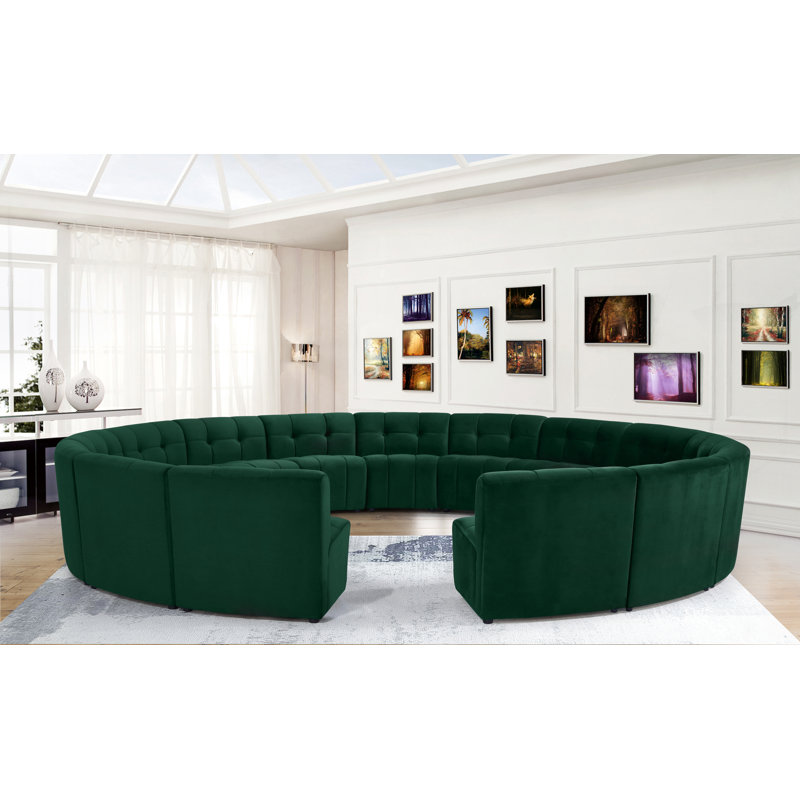 Jedson Velvet Sectional Symmetrical, Green Velvet