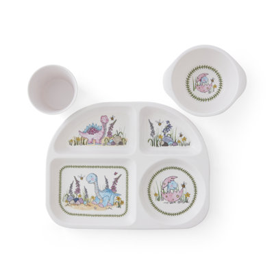 Portmeirion Botanic Garden Dinosaur 3-Piece Set - White, Set of 3