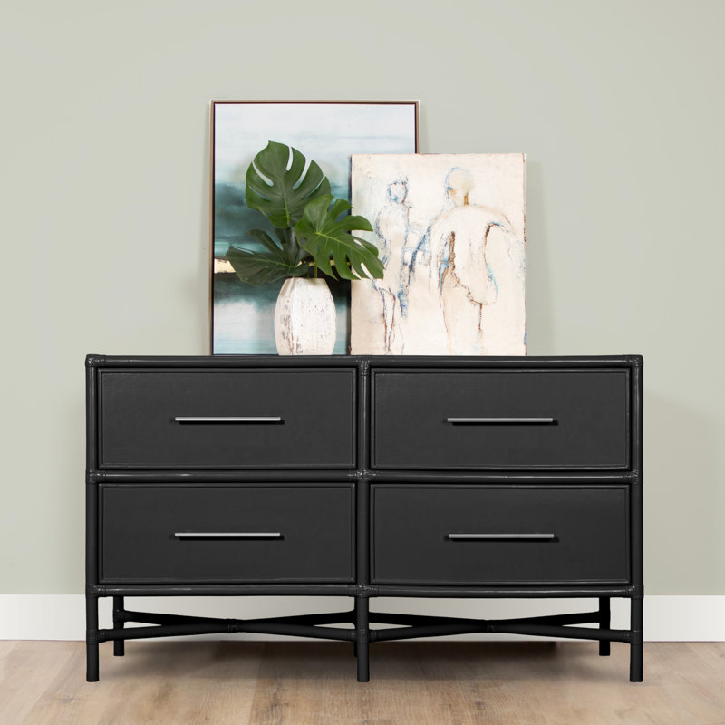 Commode double 4 tiroirs Venice, Noir