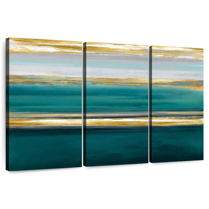 Avery Parallel Lines On Teal, 42" H x 65" W