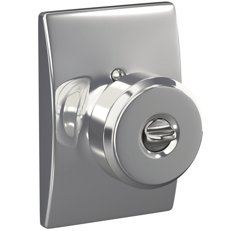 F Series Bowery Keyed Entry Knobset with Century Rosette, Yes, Bright Chrome, Keyed Alike