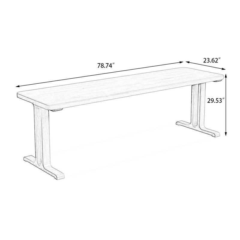 Bureau rectangulaire en bois massif Burlywood, H 29,53 po x l 78,74 po x P 23,62 po