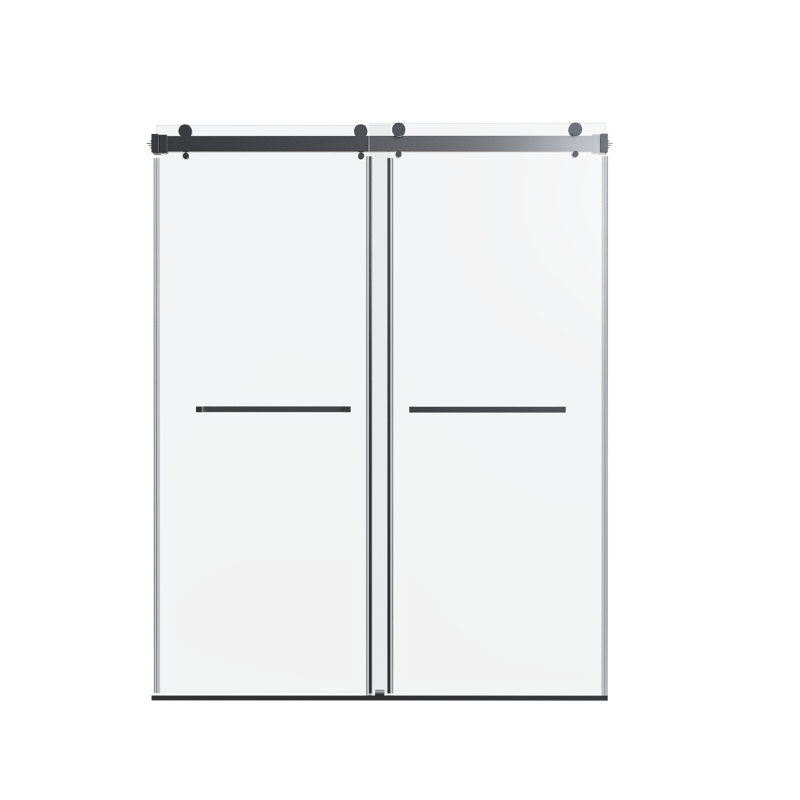 Portes de douche et de baignoire gain de place, 3/8 po en verre, noir mat pour la maison
