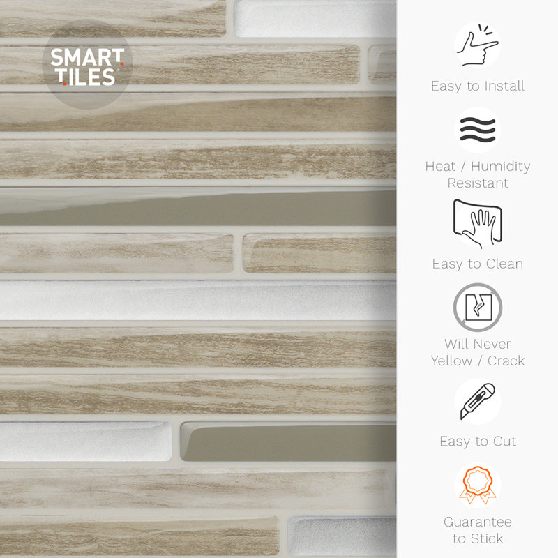 Peel and Stick Gel Backsplash Tile Capri 10'' x 10'' (Set of 4)