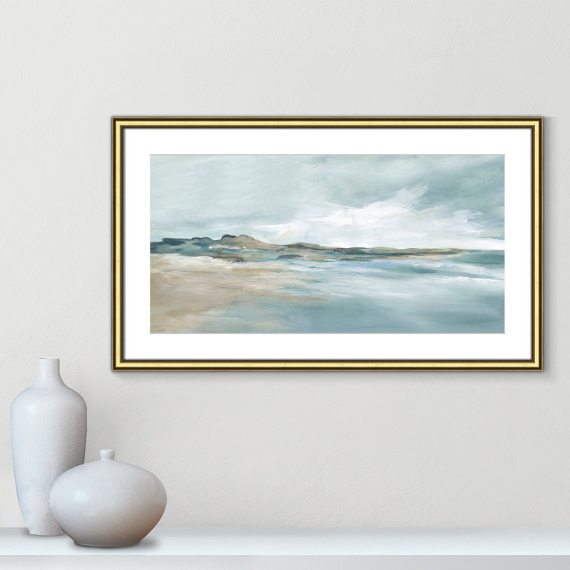 Imprimé Sandpoint par Carol Robinson, H 18,25 po x l 30,25 po x P 0,875 po, Reproduction encadrée avec passe-partout, Doré