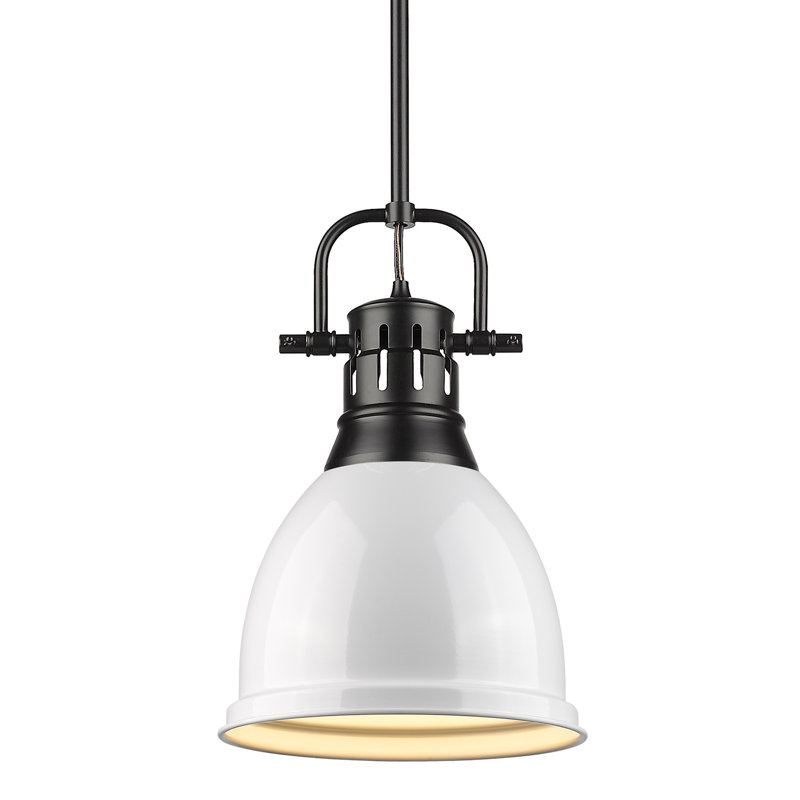Luminaire suspendu unique / remarquable à 1 lumière Ruthie sans accents de matériau secondaire ou d'accent, Blanc, Noir mat