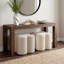 Pouf d'appoint capitonné en lin, forme trèfle à quatre feuilles, 47 cm de large, Leiani, pour salon, chambre et coiffeuse-552044710