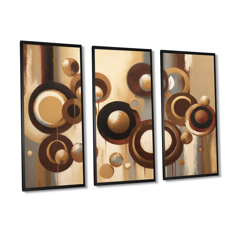 «Aged Barrel Universes V», ensemble d'art mural sur toile abstraite, Toile encadrée noire, H 28 po x l 36 po x P 1 po