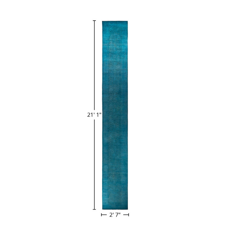 Tapis bleu / bleu sarcelle 2 pi 7 po x 21 pi 1 po Zaelyn