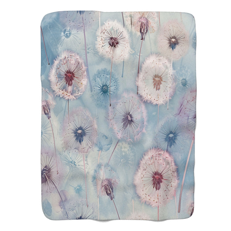 Motif de fleurs pastel - couverture Sherpa de qualité supérieure 1 pièce, Grand lit