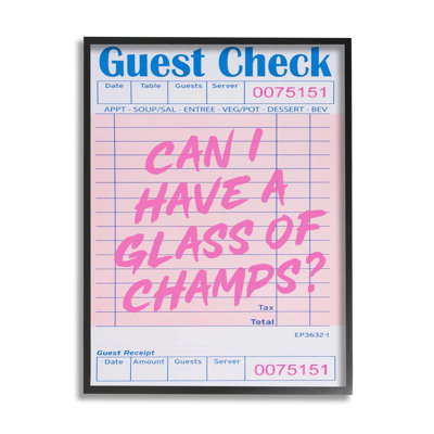 Vintage Receipt Champagne Phrase Framed by House of Lulu