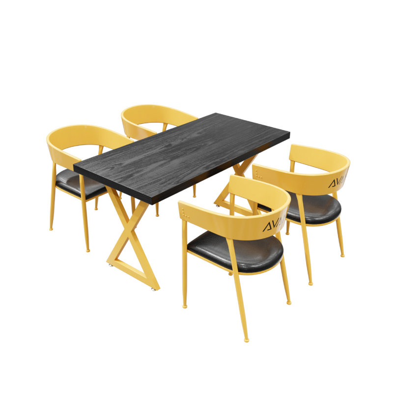 Ensemble de salle à manger l 27,56 po Muharrem, H 29,53 po x L 47,24 po x l 27,56 po, Jaune, Jaune