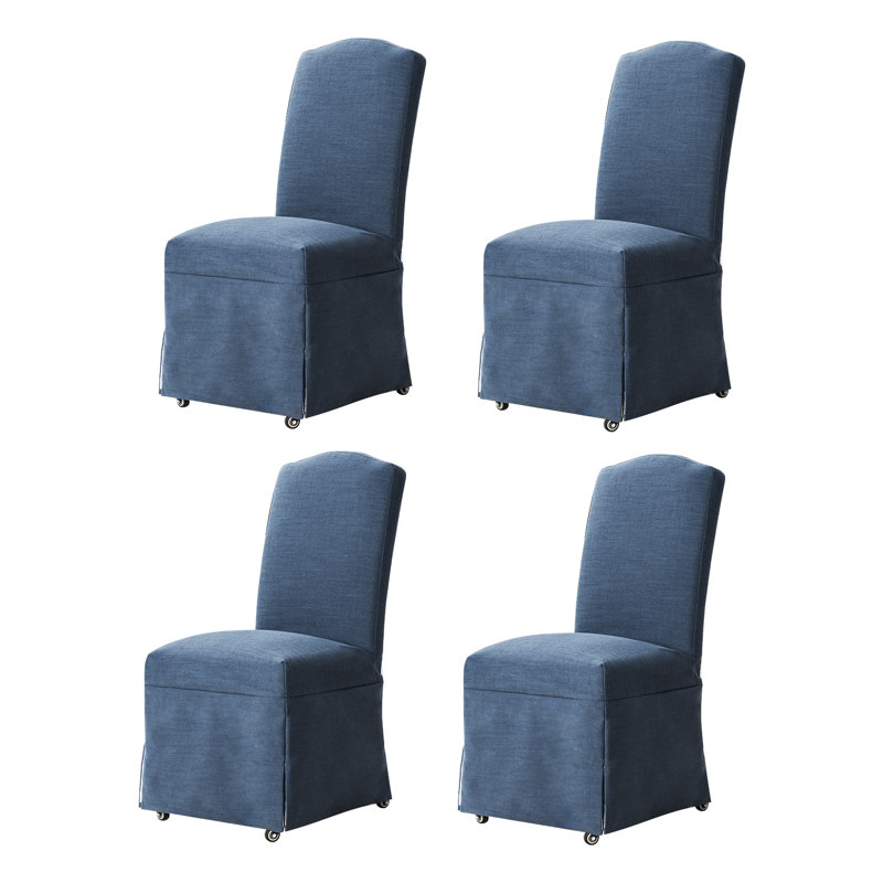 Chaise de salle à manger avec pieds en bois massif 40 po Evansville, Bleu ardoise