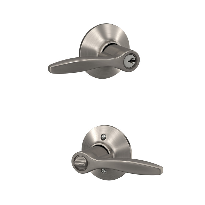Delfayo Lever Keyed Entry Lock, Satin Nickel