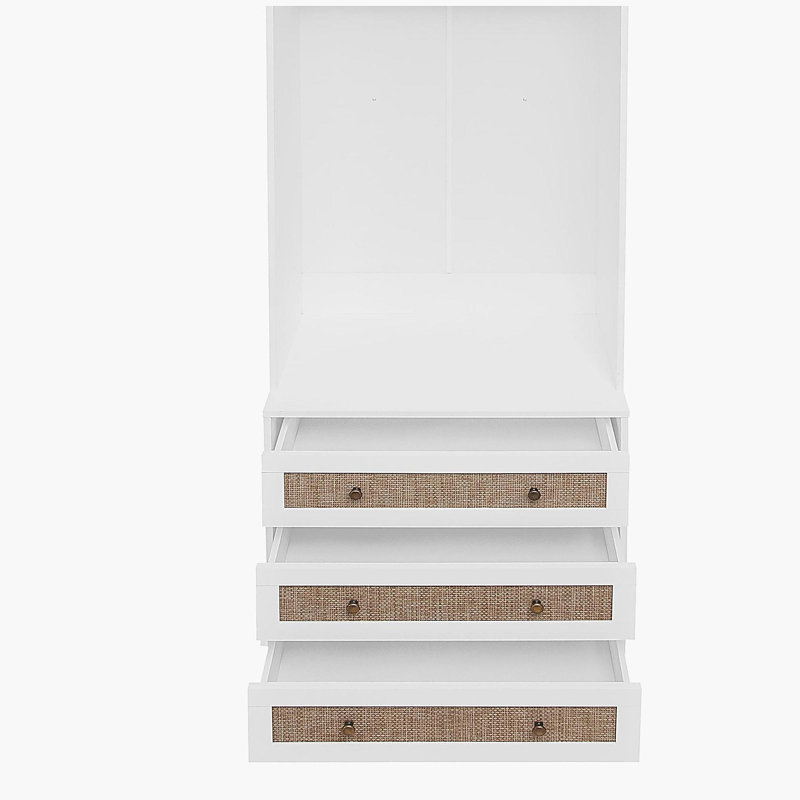 Armoire penderie avec rotin 3 tiroirs