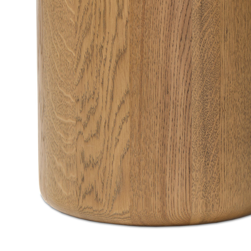Shira Small End Table-Light Brown Oak, Clear Cast Glass