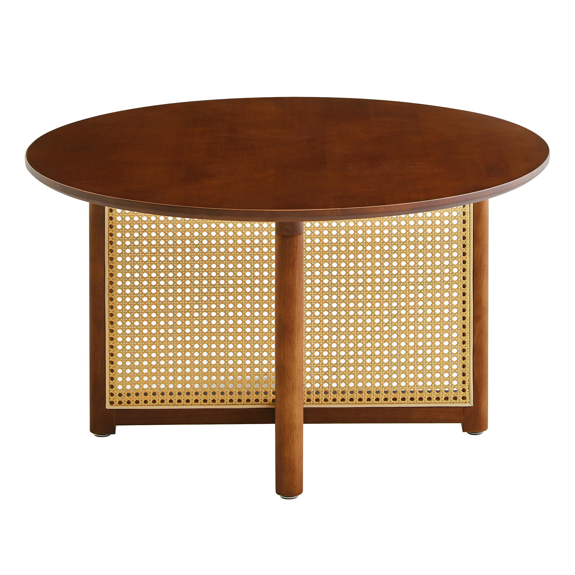 Bay Isle Home™ Mid-Century Wooden Coffee Table With Pe Cane Stand (Only ...