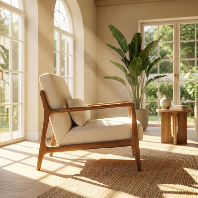 Fauteuil d'appoint en bois de lin avec coussin de taille DreamChairs l 23,2 po x P 30,7 po x H 13,7 po
