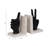 Modern Metal and Marble Hand Gesture Bookends, Decorative Stone and Aluminum Display Accents, Set of 2-998991113