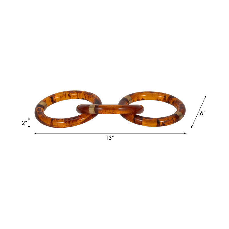 Glam Polyresin Decorative Object with Linked Ring Design and Luxe Brass Accents for Modern Style and Eye-Catching Versatile Display in Contemporary and Transitional Interiors