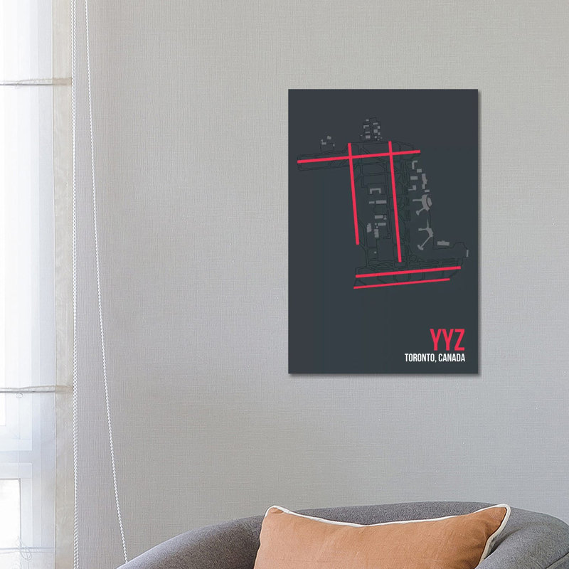 YYZ Diagram, Toronto by 08 Left - Wrapped Canvas Print, 66.04cm H x 45.72cm W x 1.91cm D