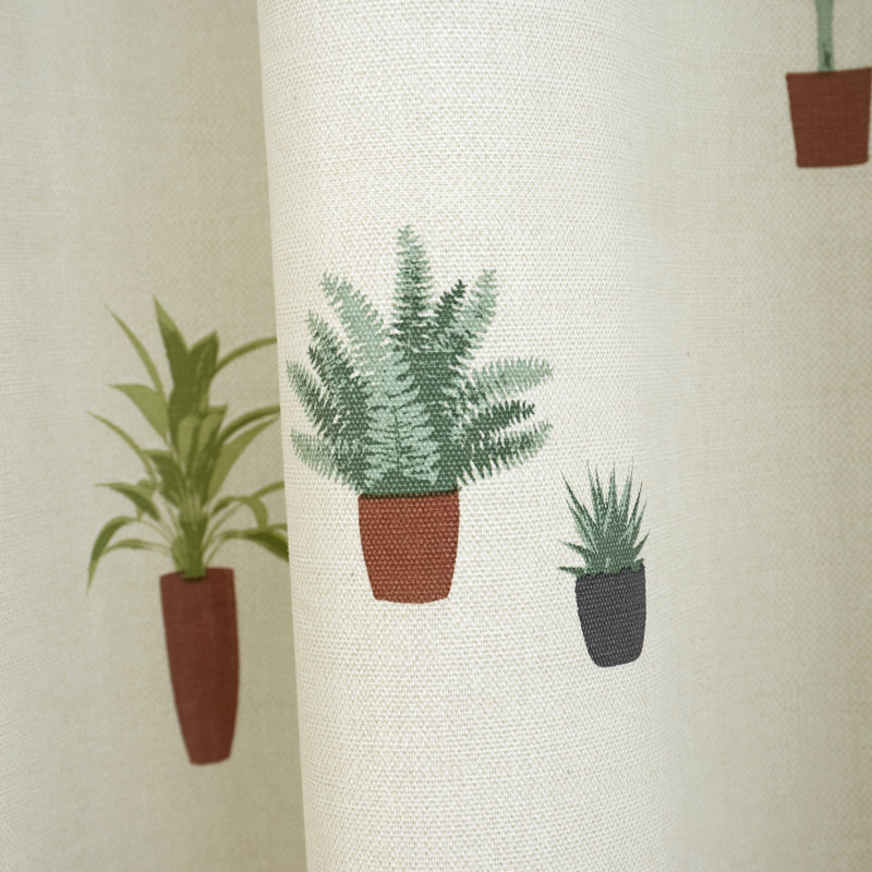 Cactus Cotton Room Darkening French Door Curtain Pair, 168 x 137 cm