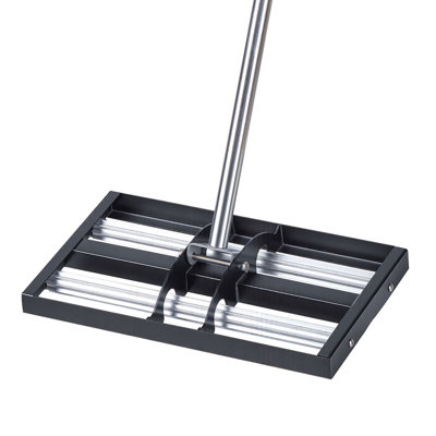 Updated Lawn Leveling Rake with Roller, 17" x 10" Stainless Steel Lawn Leveler with 63.4" Adjustable Handle, Heavy Duty Yard Leveling Rake, Effort Saving Lawn Leveling Tool for Yard Golf Court