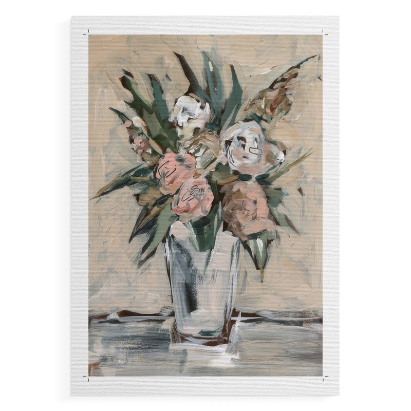 Arrangement neutre et pêche I - impression sur toile seulement - non encadré, H 12 po x l 8 po