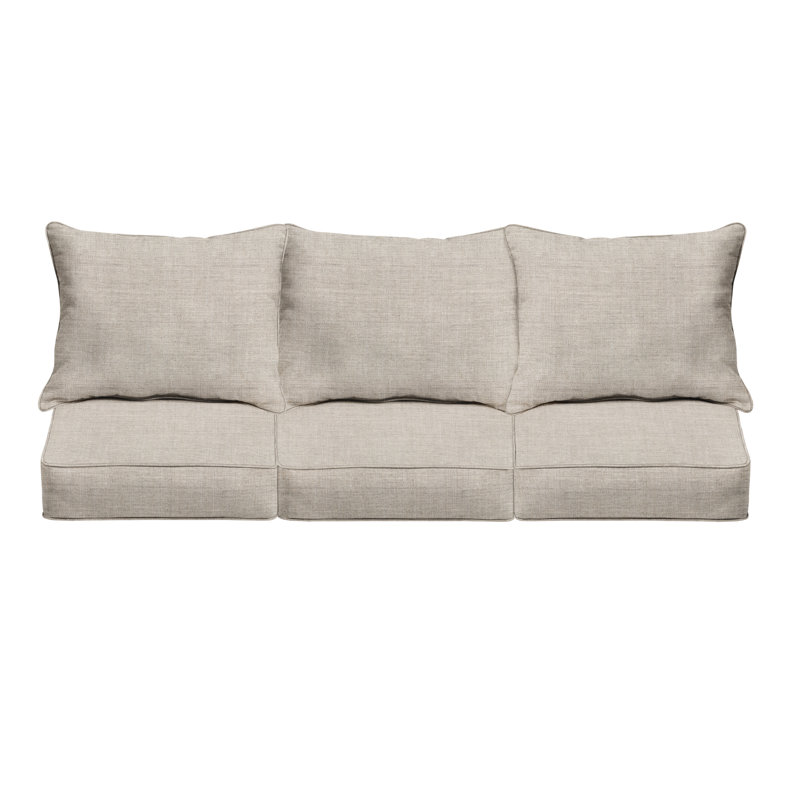 Sunbrella Outdoor Deep Seating Sofa Pillow and Cushion Set, 25 in W x 25 in D x 5 in H, Sunbrella - Cast Silver