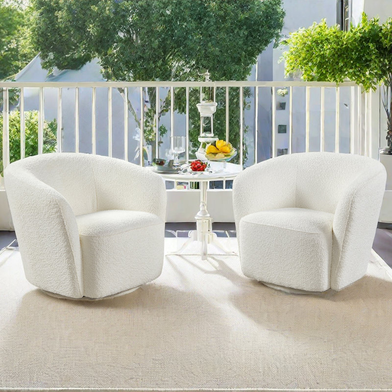 Fauteuil pivotant de 31,1 po Obrain, Rembourrage en mousse blanche