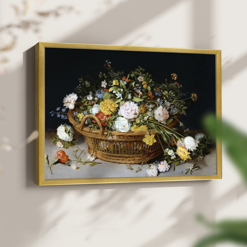 Un panier de fleurs - reproduction encadrée - réarmable