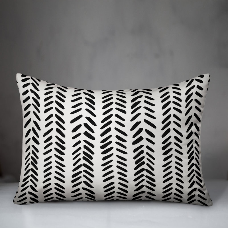 Geometric Reversible Throw Pillow, Black