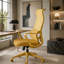 Ergonomic Colourful Office Chair 350LBS Home Office Mesh Breathable High Back, With Adjustable Lumbar Support Computer Chair, Integrated Moulded Foam Seat Cushion, Fireproof (Yellow)