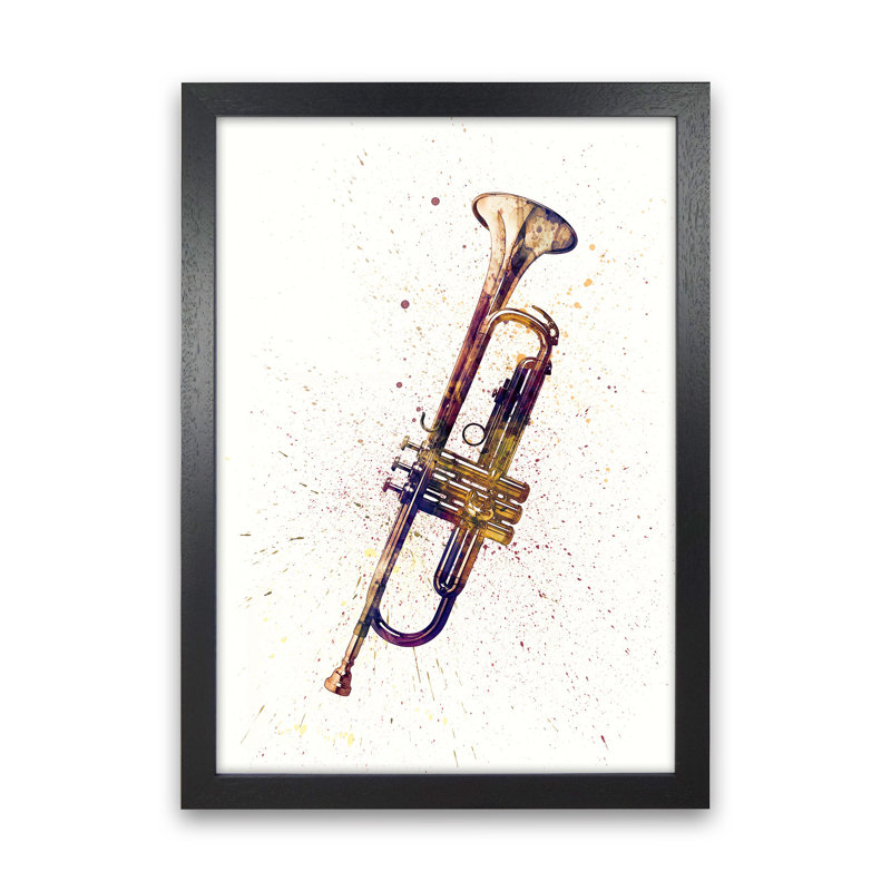 Trumpet Music by Michael Tompsett - Print, 34cm H x 25cm W x 3cm D, Black Framed