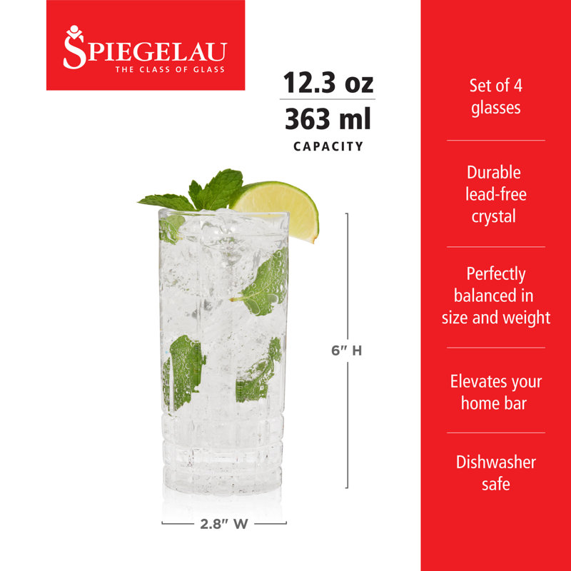 Spiegelau 12.3 oz Clear Crystal Longdrink Glass Set of 4