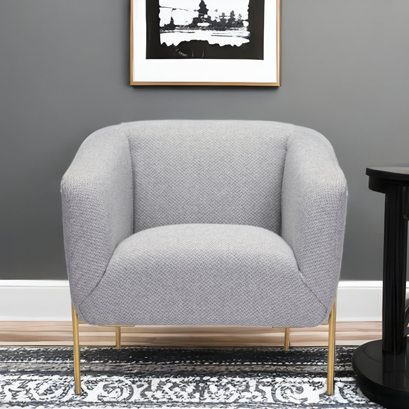 Gray and Gold Curved Modern Accent Chair