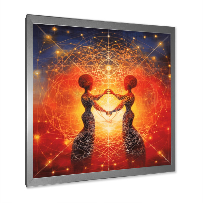 " Twin Flame Universe Eternal Loving Souls ", Silver Single Picture Framed, 36" H x 36" W