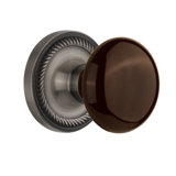 Rope Rosette with Brown Porcelain Door Knob
