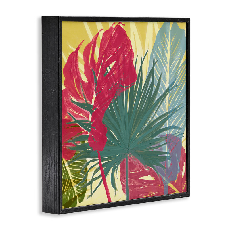«Bold Botanical Party», estampe numérique par Patricia Pinto, H 12 po x l 12 po, Giclée encadrée noir minuit