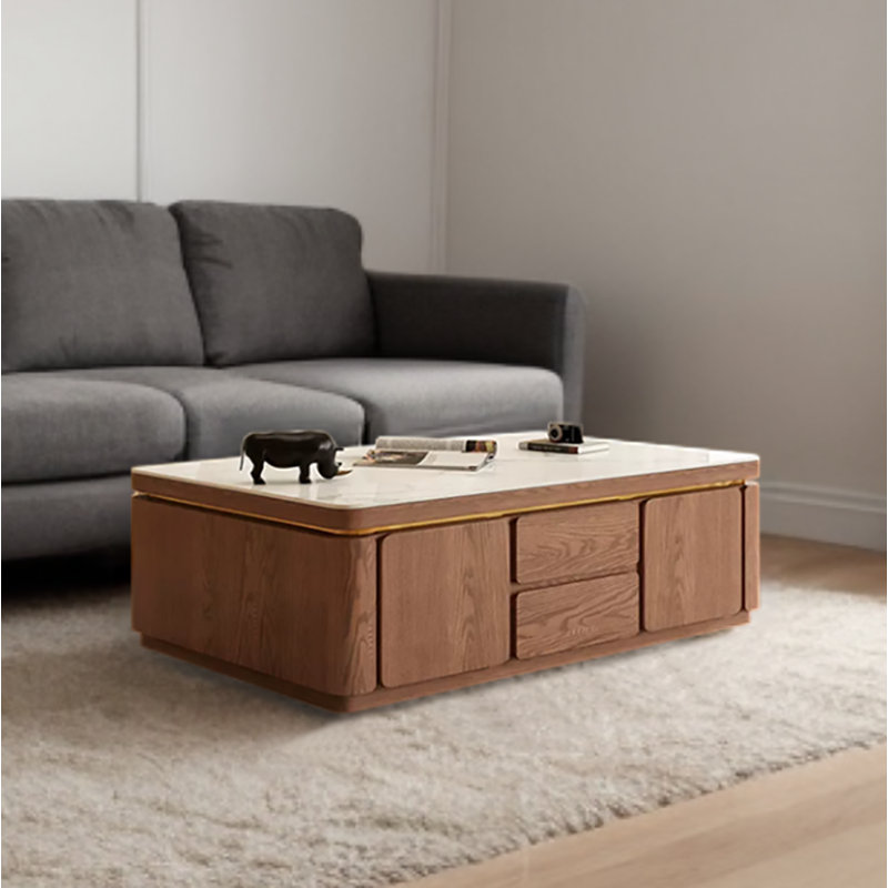 Table basse nordique moderne simple et luxueuse, H 18,11 po x L 47,24 po x l 23,62 po, Noyer