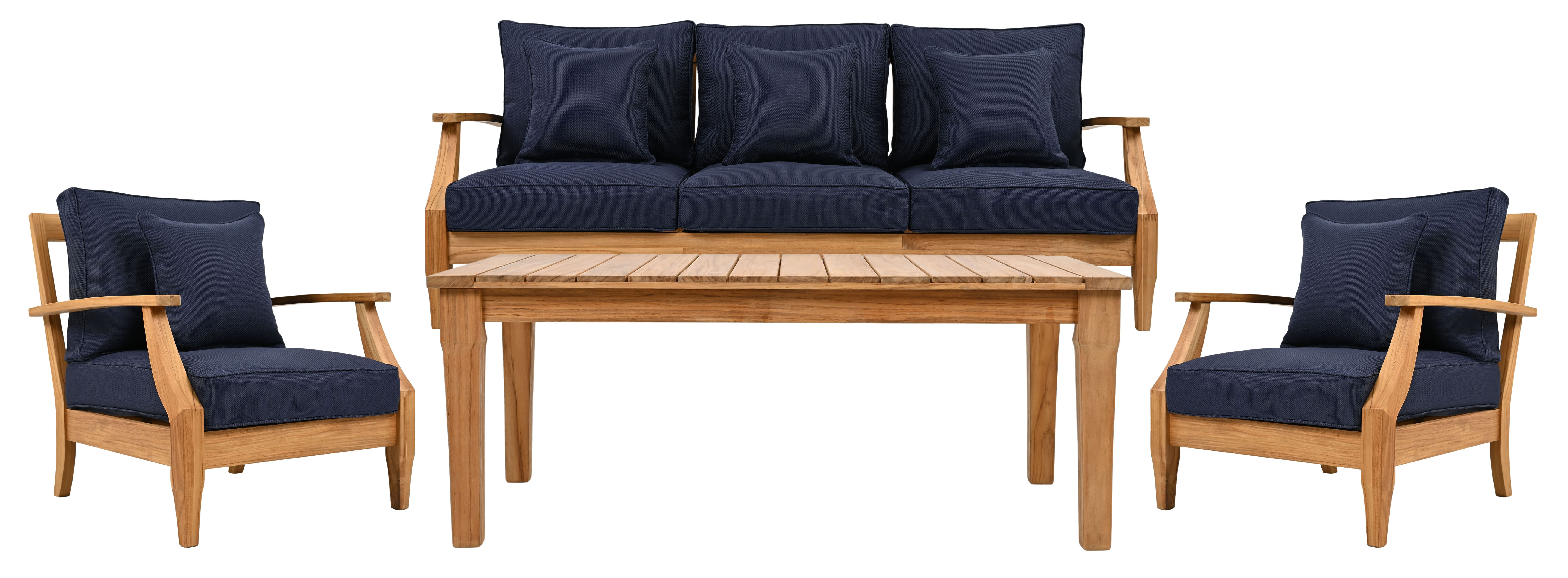 Birch Lane™ Clairmont 4 Piece Teak Outdoor Conversation Sofa Set | Wayfair