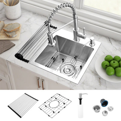 15'' L Single Bowl Stainless Steel Kitchen Sink