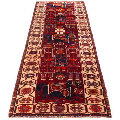 Melis One-of-a-Kind 4'4" X 12'11" 1990s Runner Wool Area Rug Red