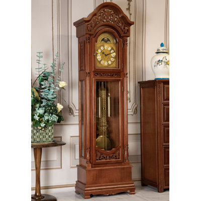 American-style carved luxury solid wood mechanical  floor-standing clock
