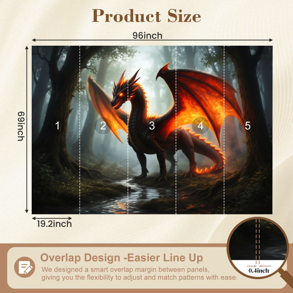 Red Barrel Studio Peel and Stick Wallpaper Majestic Fire Breathing ...