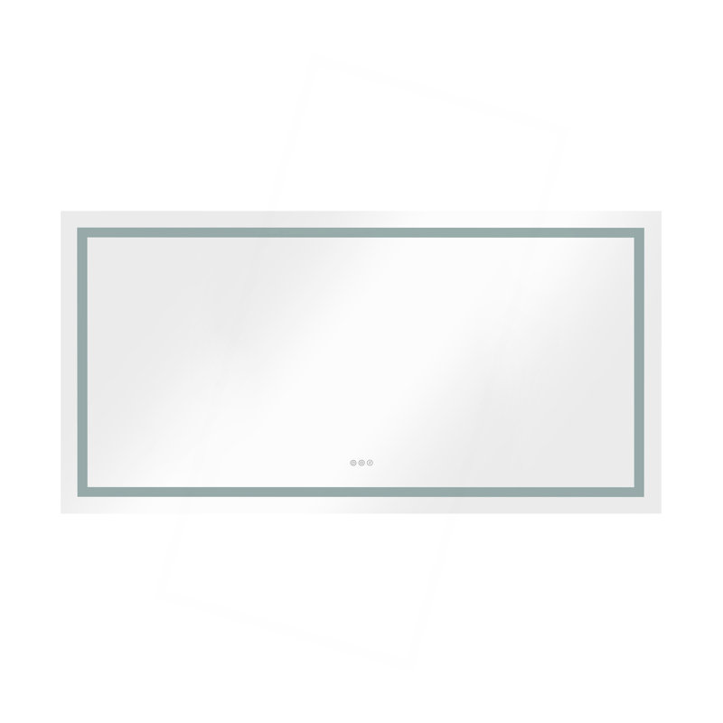 Miroir de salle de bain 72 x 36 pouces à DEL avec façade et rétroéclairage, miroir de meuble-lavabo mural, anti-buée, mémoire, 3 couleurs, réglable en continu