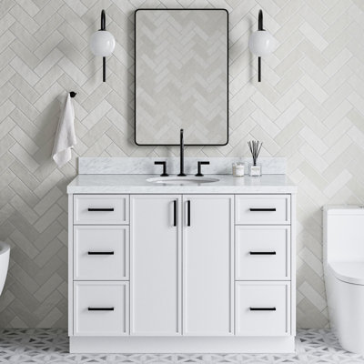 ARIEL Kellie 49 Single Sink Bathroom Vanity with Italian Carrara Marble Top