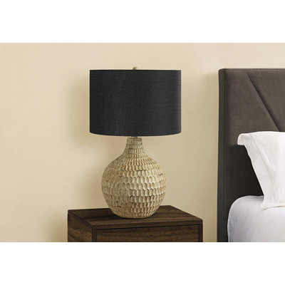 Lighting, 25 po, lampe de table, abat-jour noir, résine brune, contemporain