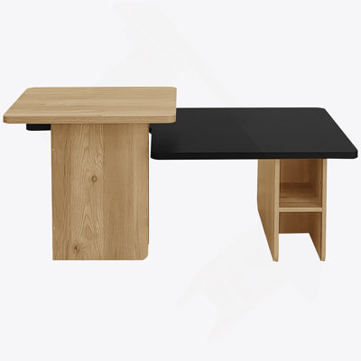 Set Of 2 Nesting Coffee Tables Farmhouse,Rectangle Coffee Table Living Room,Wood Finish Coffee Table Set, Small Coffee Tables, Sofa Side Table For Liv
