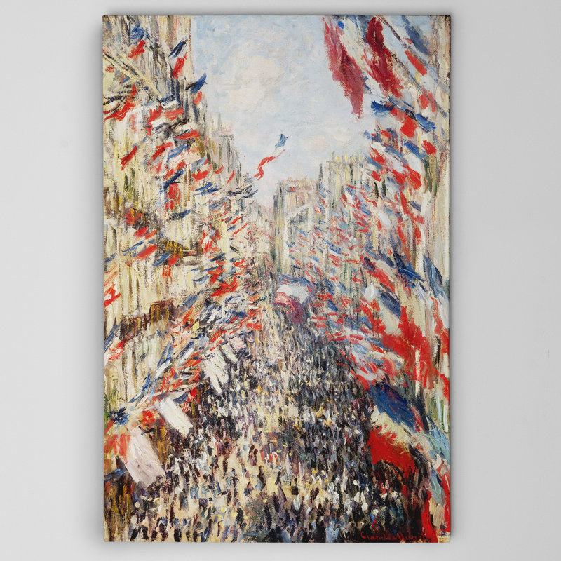 « rue montorgueil » par claude monet, reproduction d’art sur toile tendue, H 24 po x l 36 po x P 1,5 po